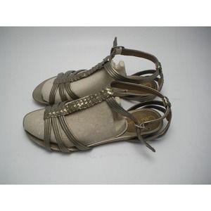 Cole Haan Air Danni Gold Patent Leather T & Ankle Strap Sandal Women's size 9 A